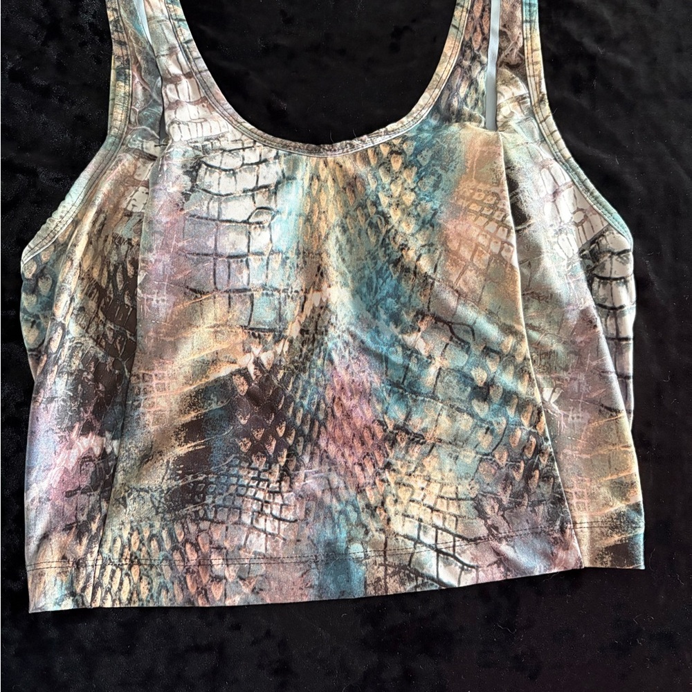 Nine West Multicolor Snake Print Crop Top